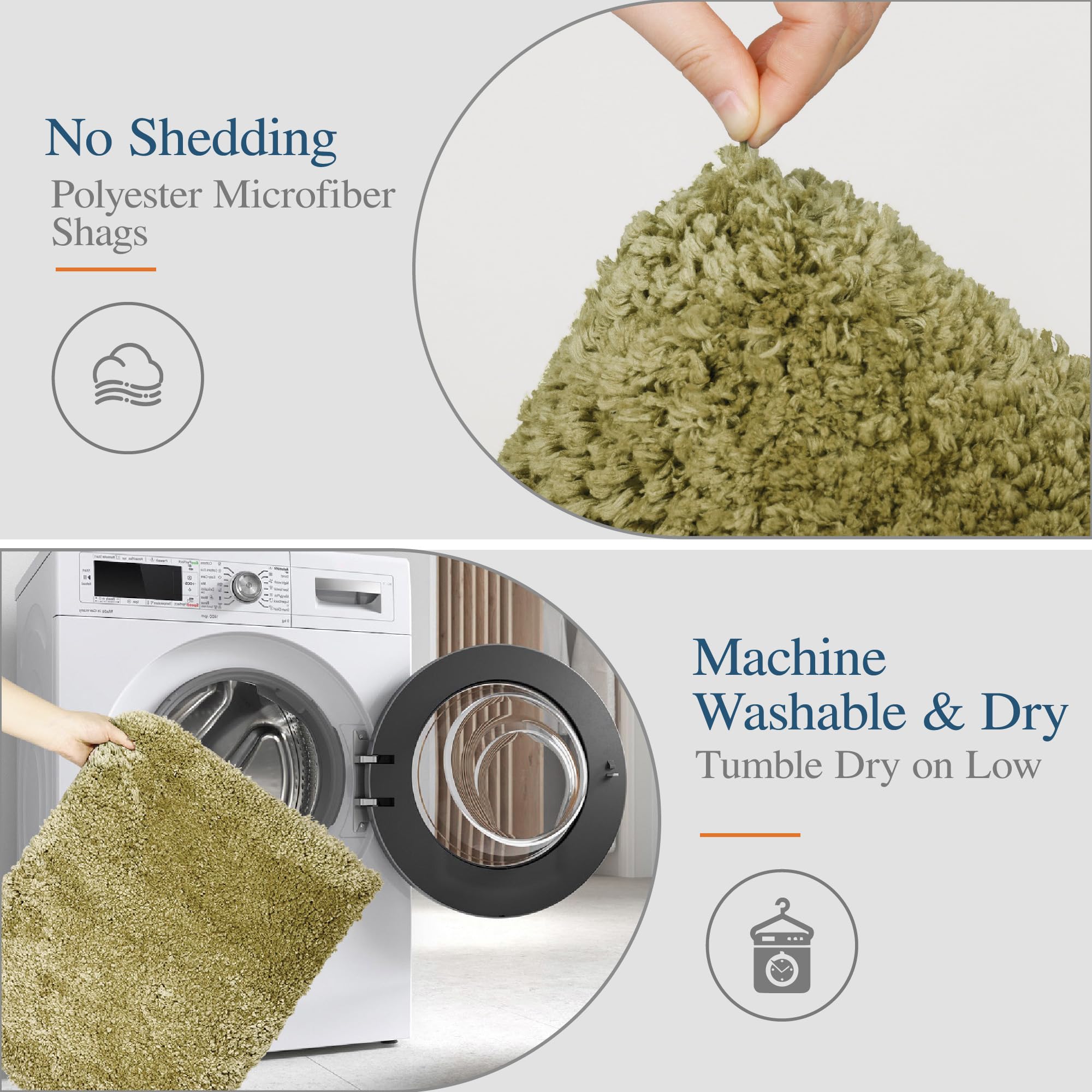 Walensee Bathroom Contour Rug (20X24, Olive Green) Non Slip Bath Mat For Bathroom Water Absorbent Soft Microfiber Shaggy Bathroo